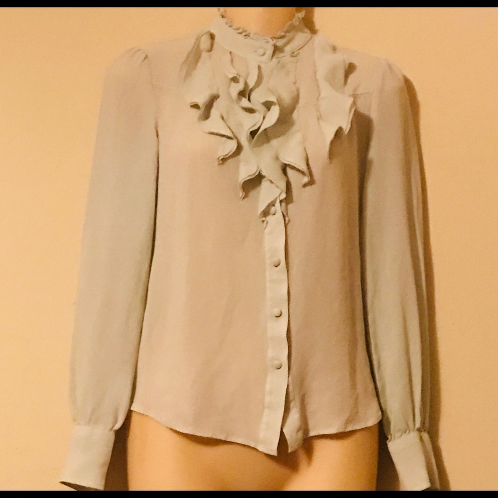 ANN TAYLOR Silk Ruffled Blouse XS
